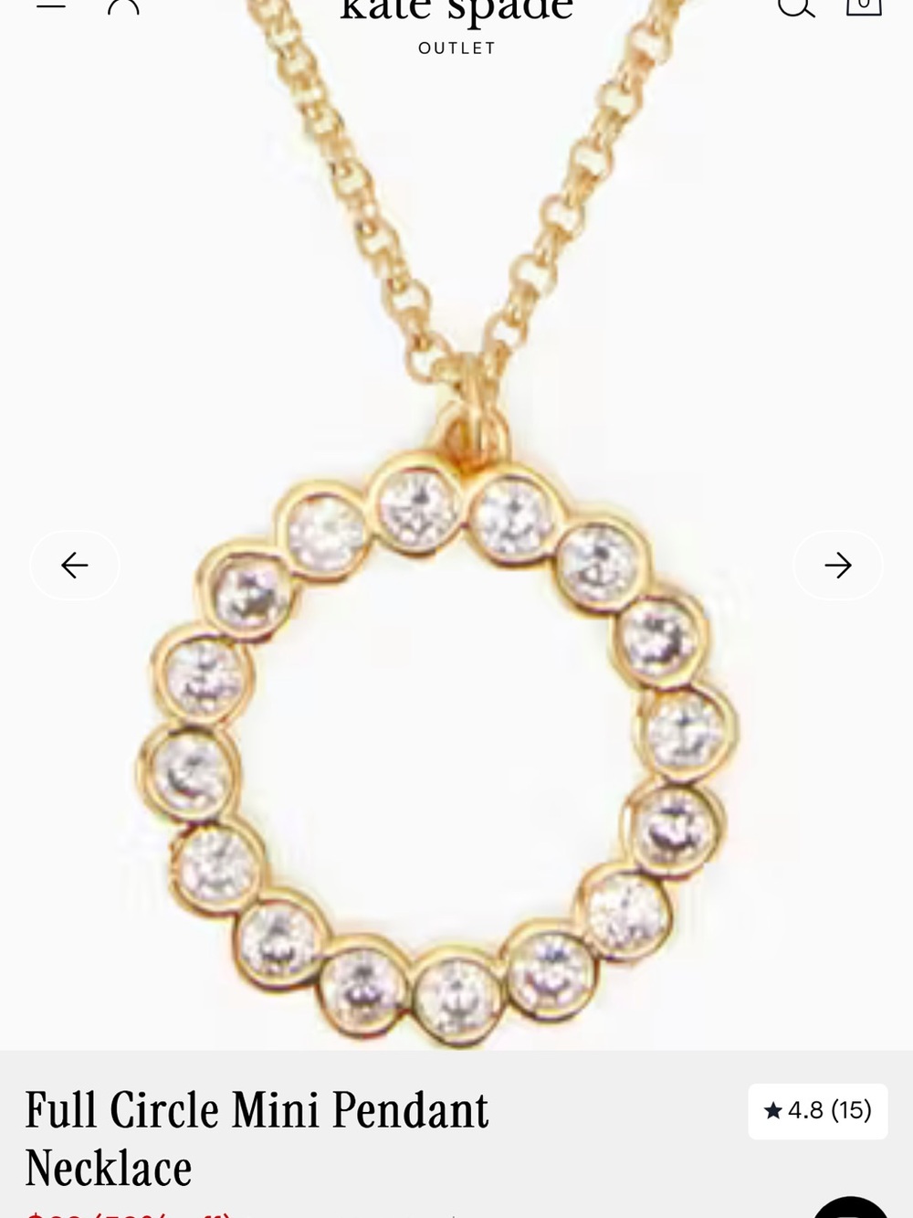 kate spade gold crystal circle pendant necklace